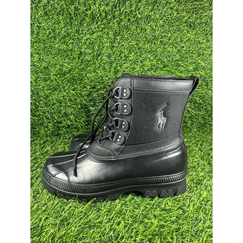Polo Ralph Lauren Crestwick Mens Black Duck Boots Rubber Rain Snow 11D 11763 J15